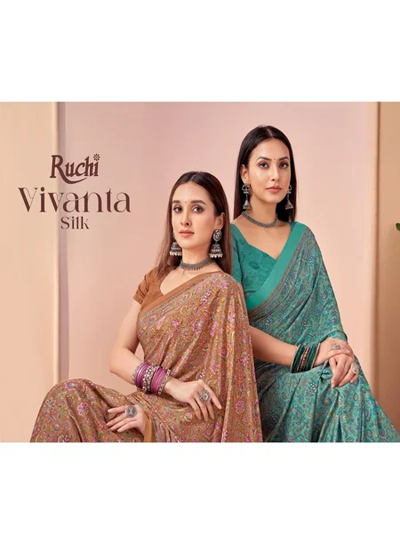 Vivanta Silk 45 By Ruchi Crepe Silk Printed Saree Wholesale Clothing Suppliers In India